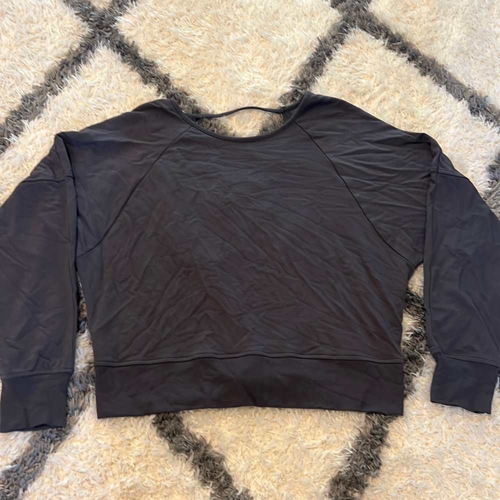 Grey, light weight sweatshirt, open back, medium